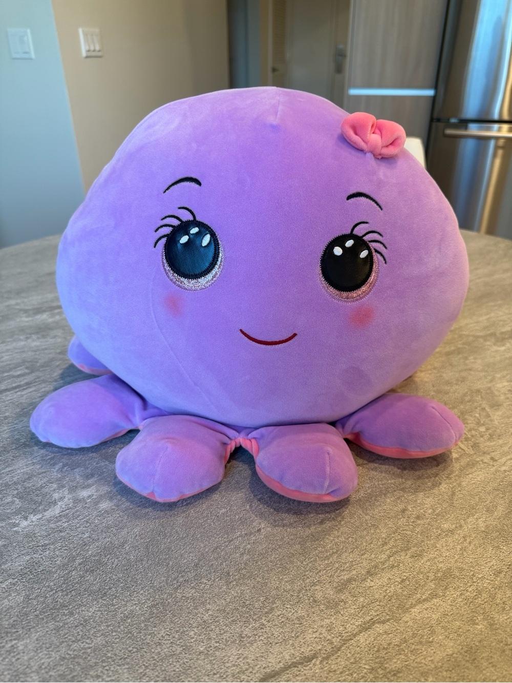 Ty Purple Octopus Plush with Pink Bow